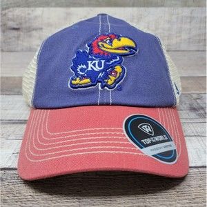 Kansas University KU Jayhawks Low Profile Trucker Snapback Mesh Hat towcaps